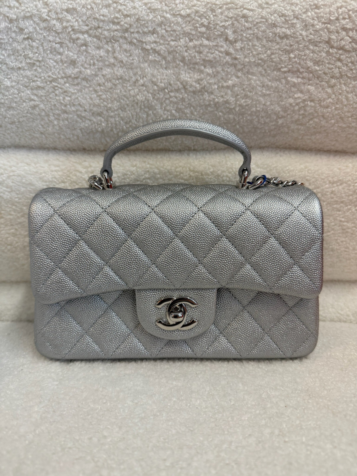 Chanel Mini Top Handle Flap Bag - Silver image 1