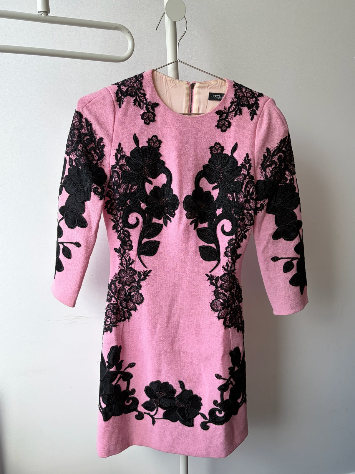 Dolce & Gabbana Pink Lace Long Sleeve Dress image 1