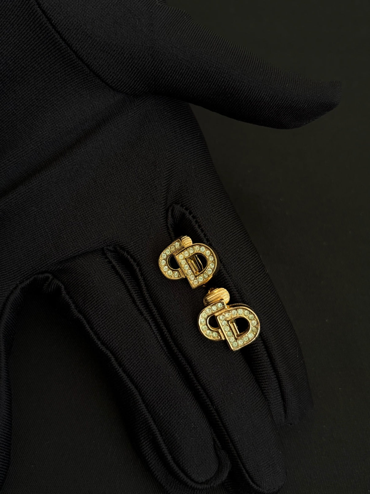 Dior Gold Crystal CD Logo Ear Clips image 1
