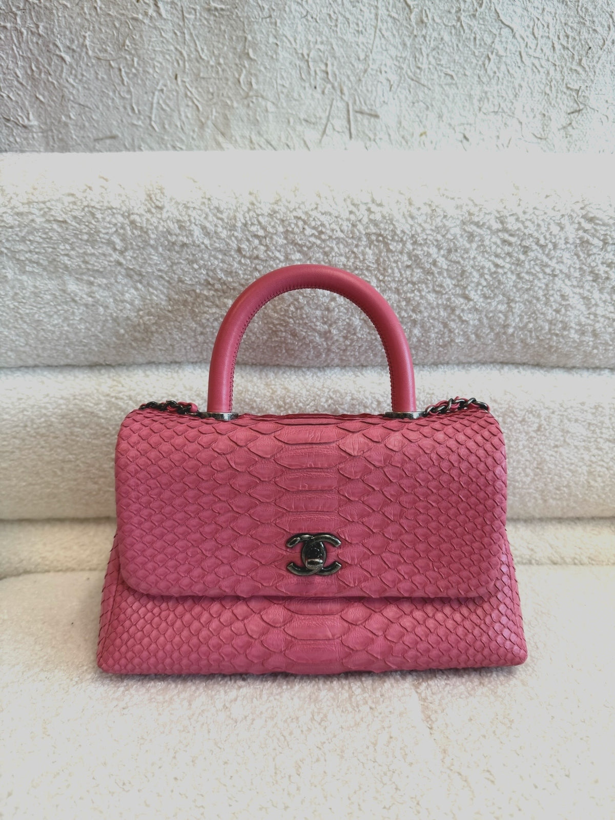 Chanel Pink Python Small Coco Handle - Ruthenium Hardware image 1
