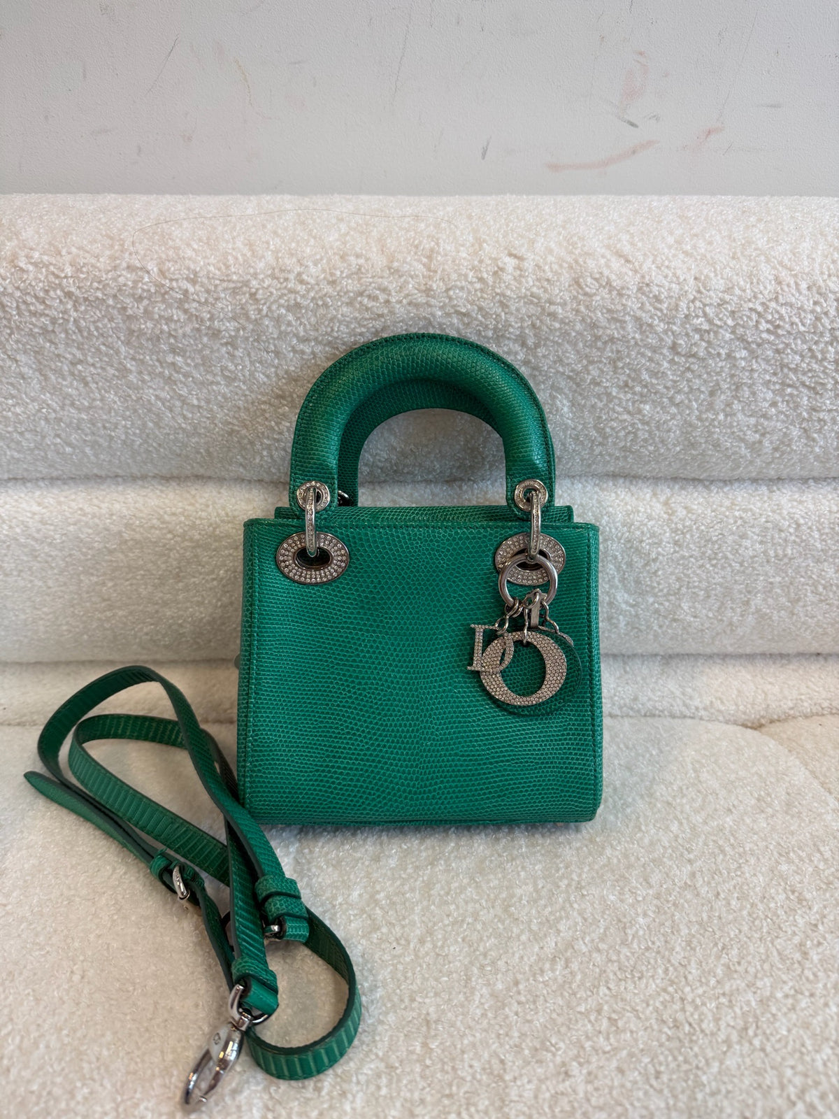 Dior Lady Dior Lizard - Green With Diamond image 1