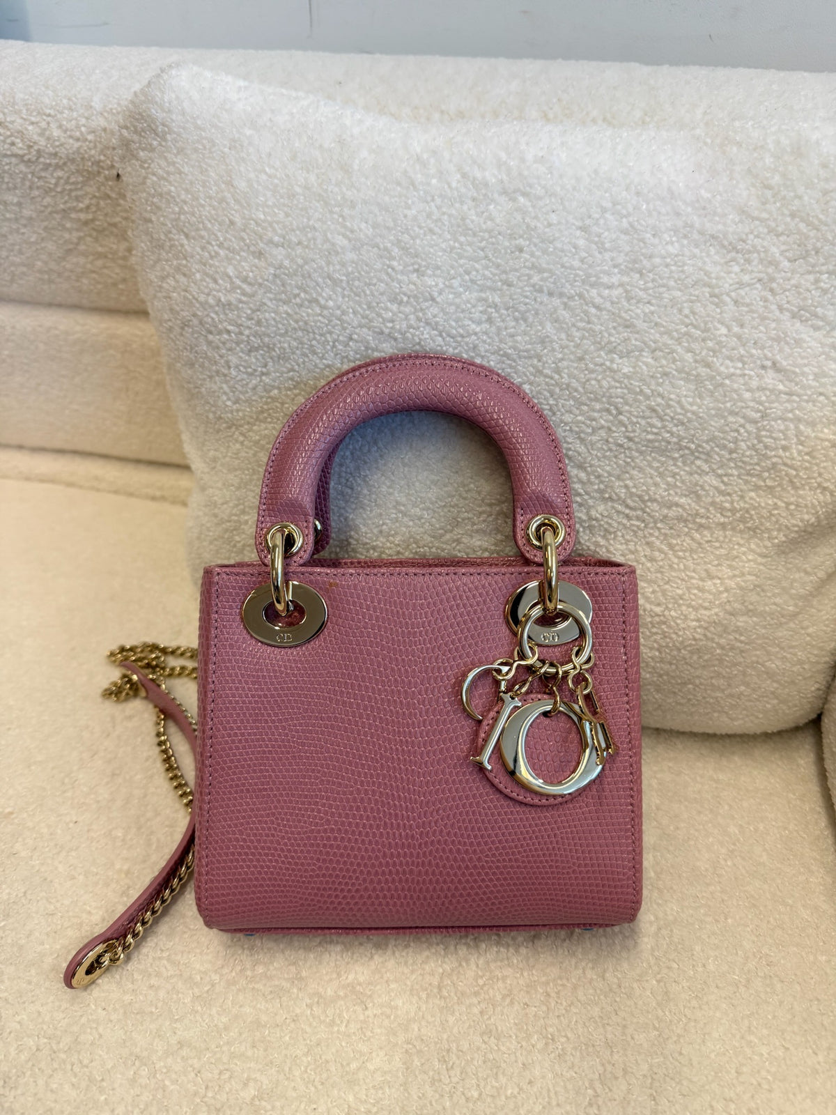 Christian Dior Mini Lady Dior Lizard - Pink Purple image 1