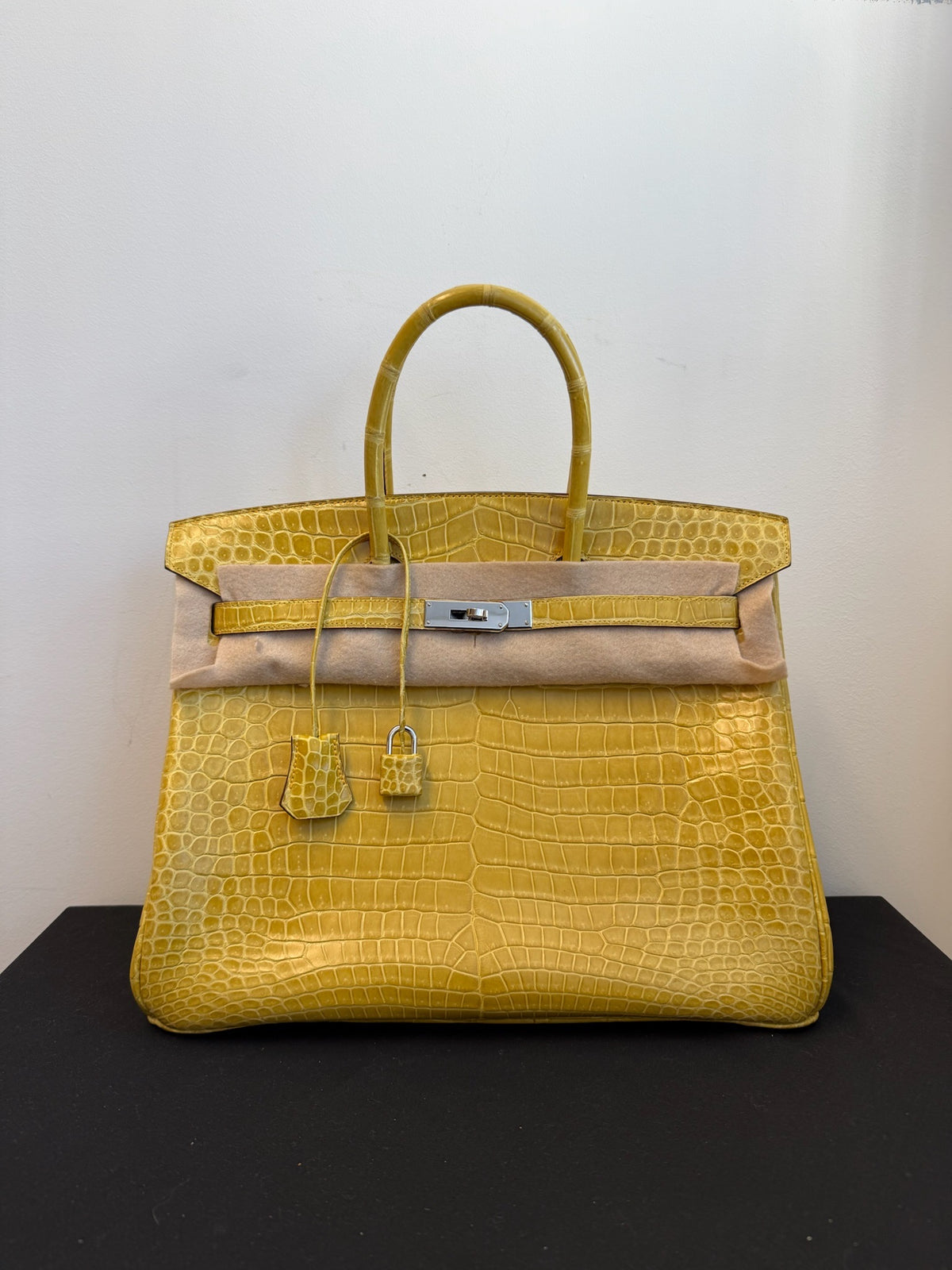 Hermès Birkin 35 Yellow Crocodile - Square N Stamp image 1