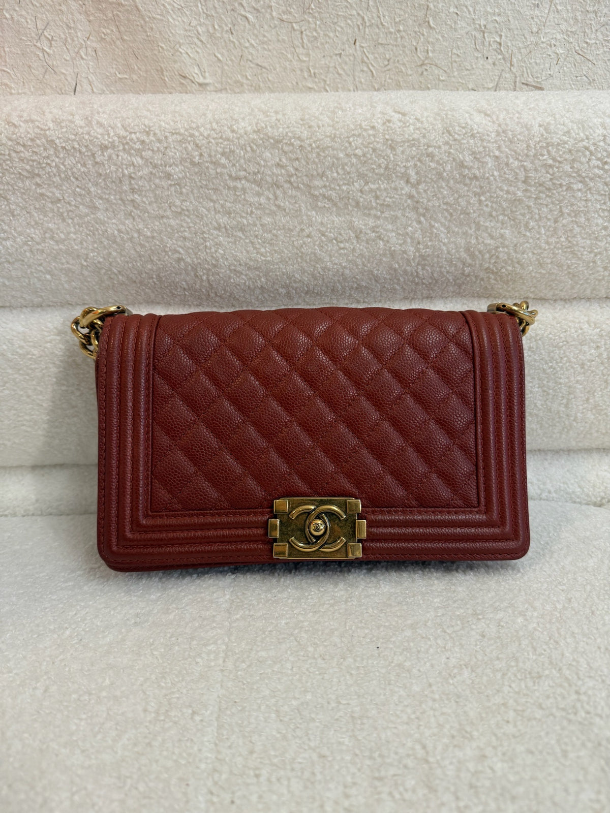Chanel Caviar Quilted Medium Boy Flap - Dark Red image 1