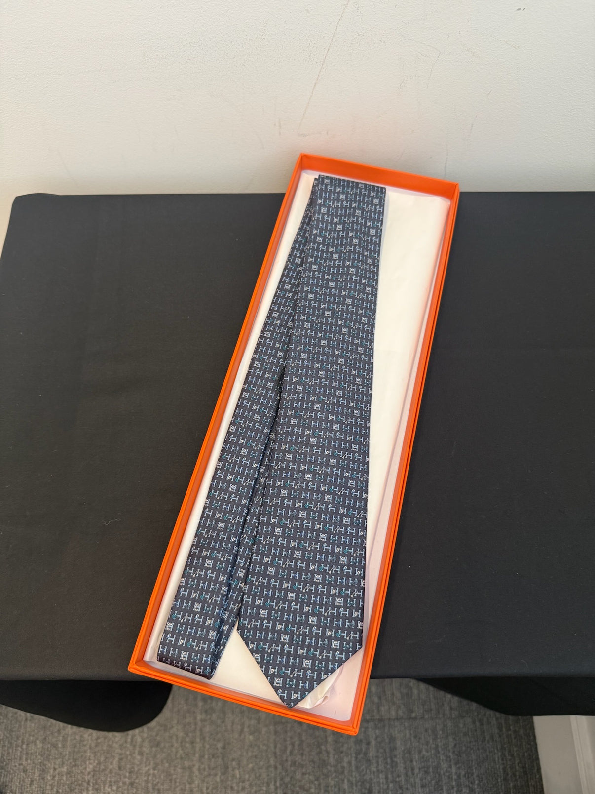 Hermès H Collection Twill Tie - Bleu Gris / Ciel / Bleu image 1