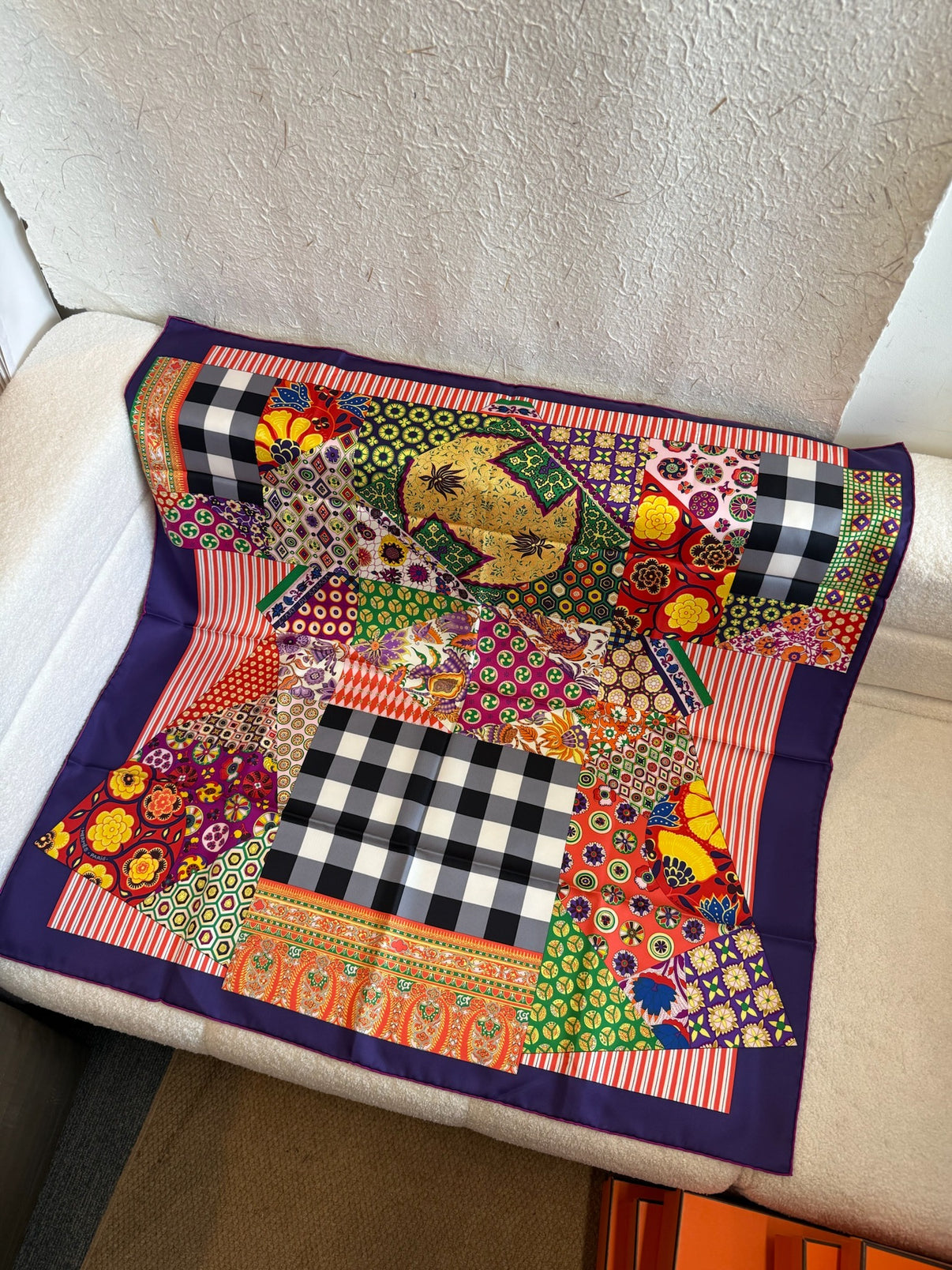 Hermès Carré 90 Scarf Patchwork Purple / Multicolour image 2